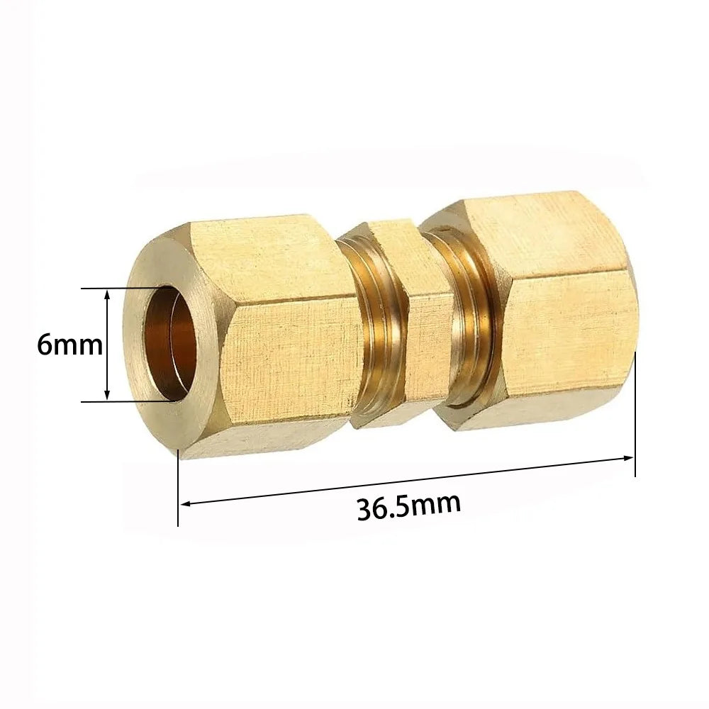 Brass Compression Union Straight Coupling – 4–16mm & Imperial Compression Pipe Fitting Nixie 6mm