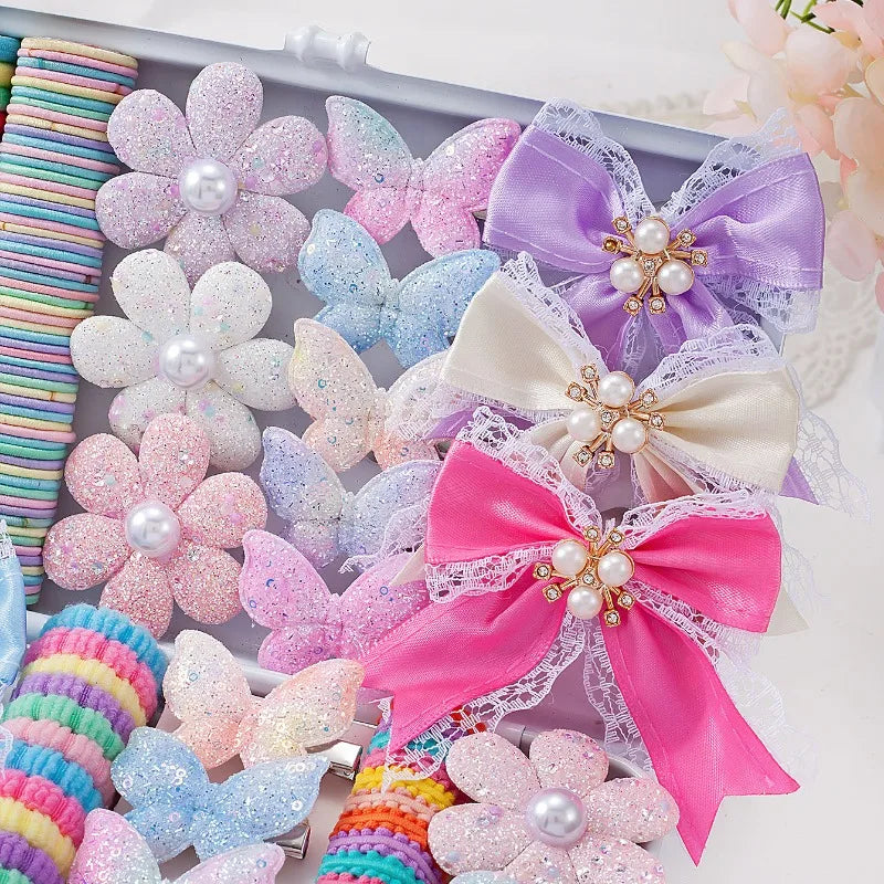 177-Piece Kids Hair Accessories Set – Colorful Bows & Clips Kids Hair Accessories Nixie
