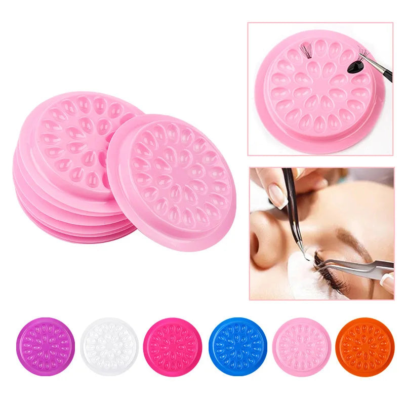 50 Pcs Disposable Eyelash Glue Palettes – Pink White Purple