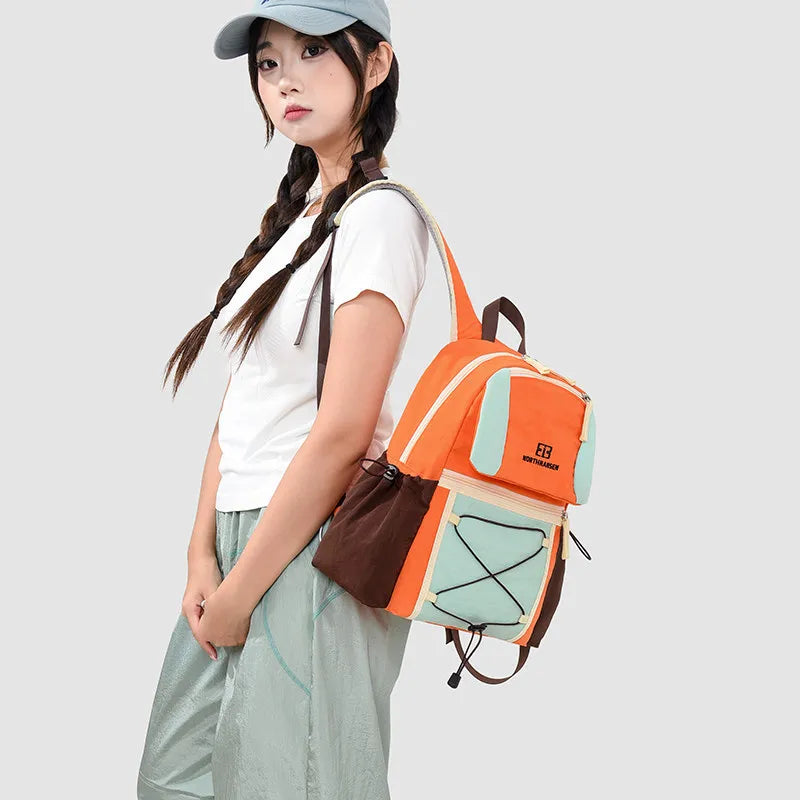 Japanese Color-Block Waterproof Backpack – Unisex Nylon Bag Casual Backpack Nixie