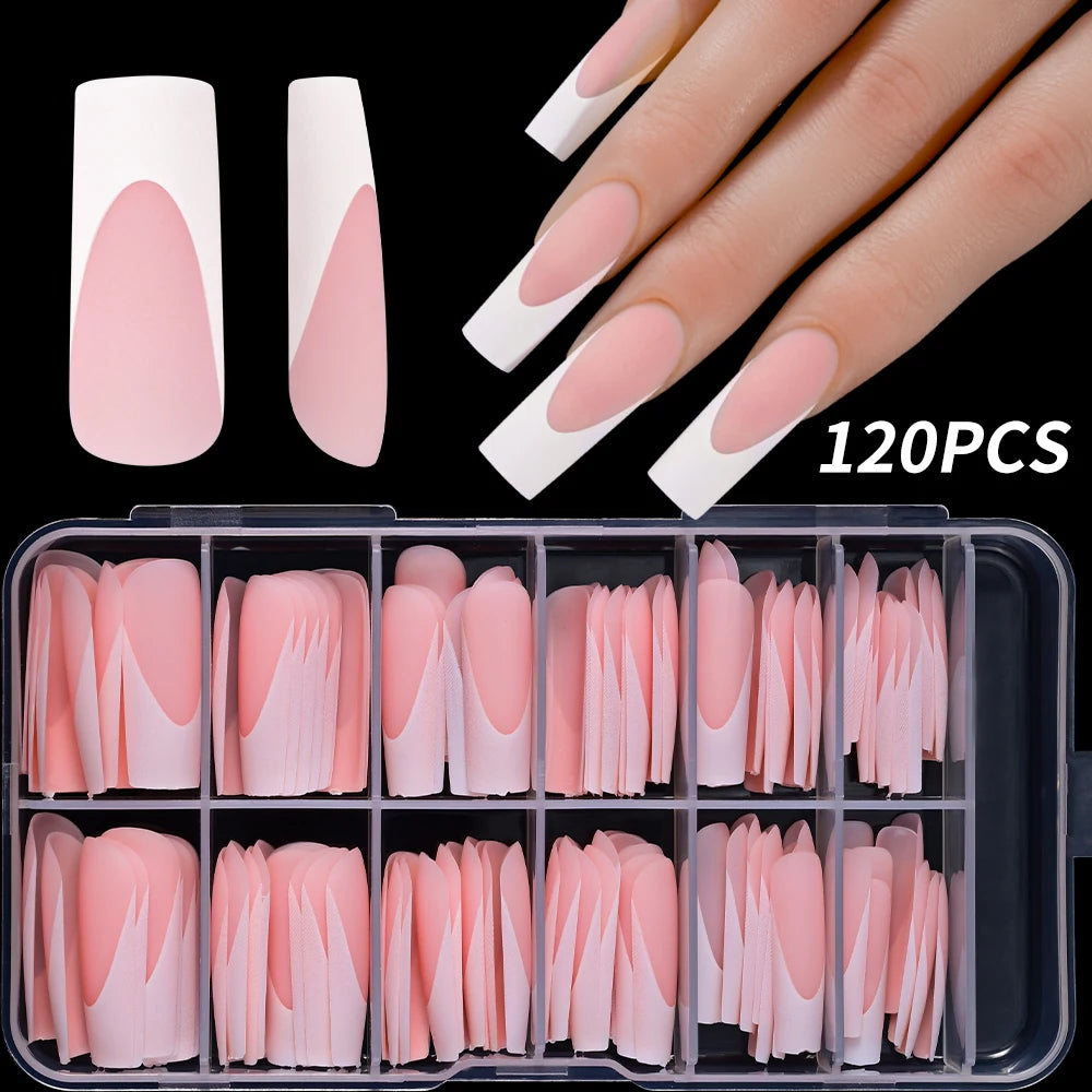 240/120Pcs French Square Press On Nails Full Cover Nail Tips Press On Nails Nixie TD232-B1-120pcs