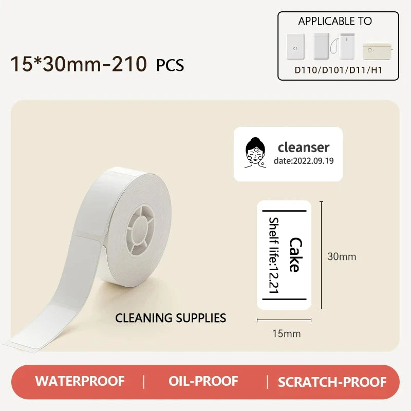 NIIMBOT Thermal Label Sticker Roll – D110, D11, D101 Compatible Thermal Label Roll Nixie 1 Roll White 15x30mm