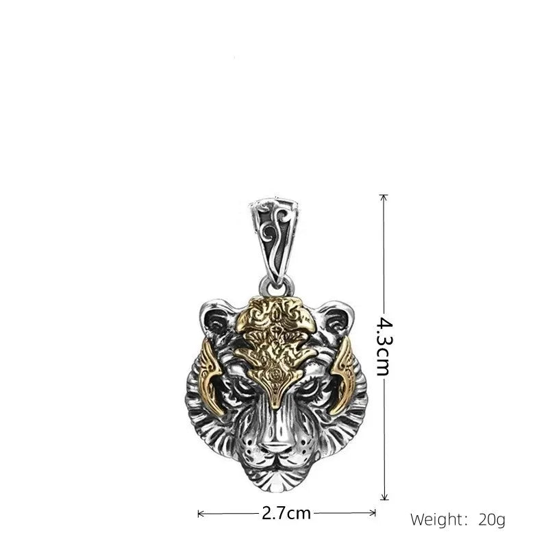 Vintage Tiger Head Pendant Necklace | Unisex Silver Jewelry Pendant Necklace Nixie