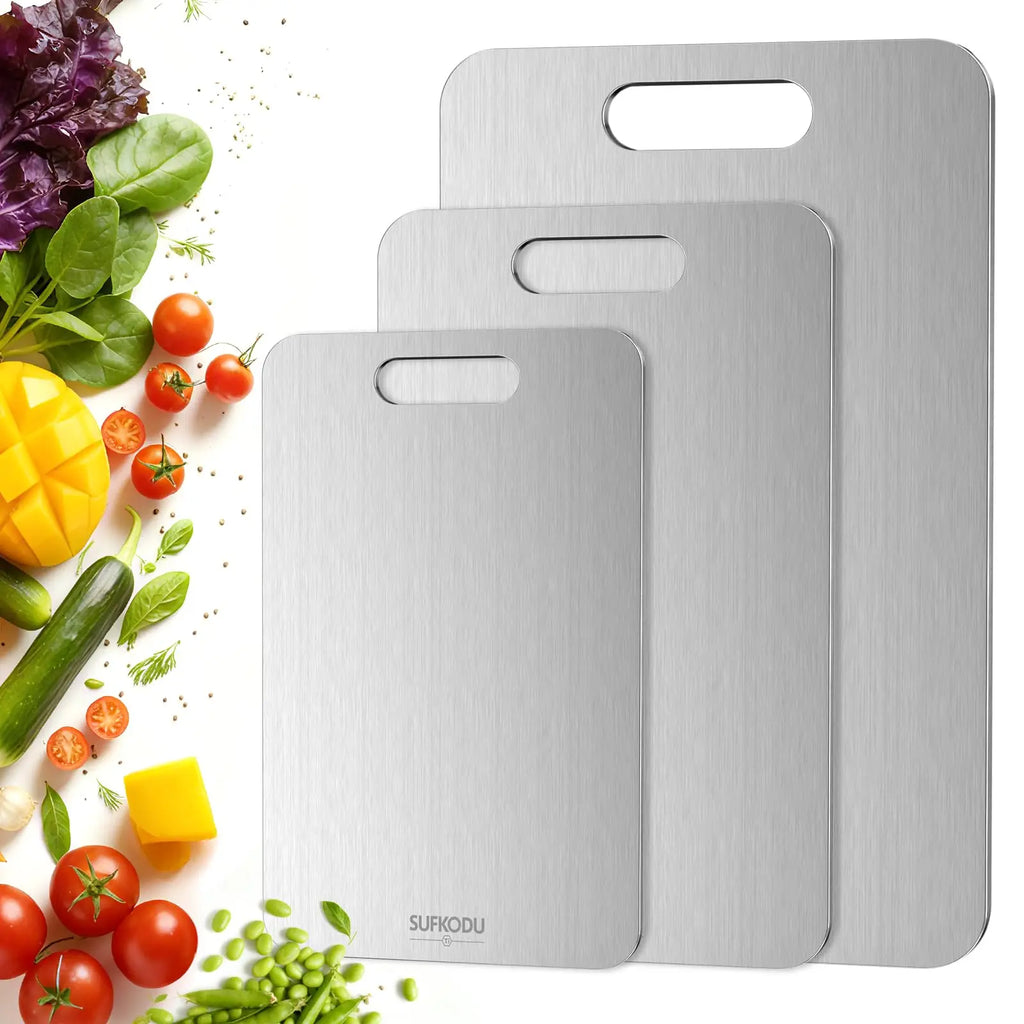 Stainless Steel Cutting Boards Set of 3 – BPA-Free & Non-Slip