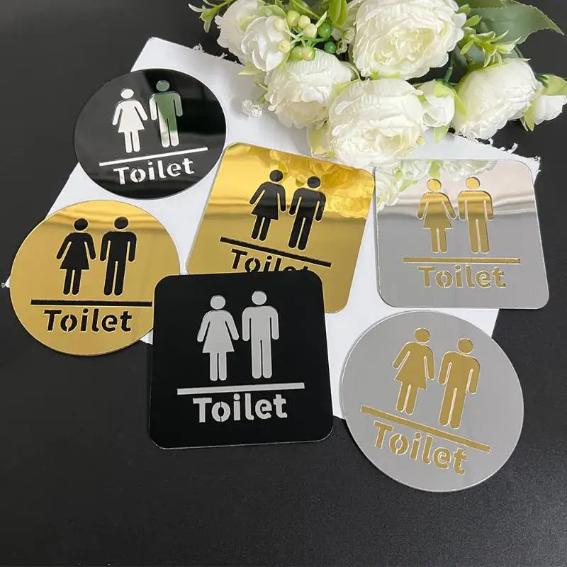 3D Acrylic Self-Adhesive Restroom Sign Men Women – 10cm Restroom Wall Sign Nixie