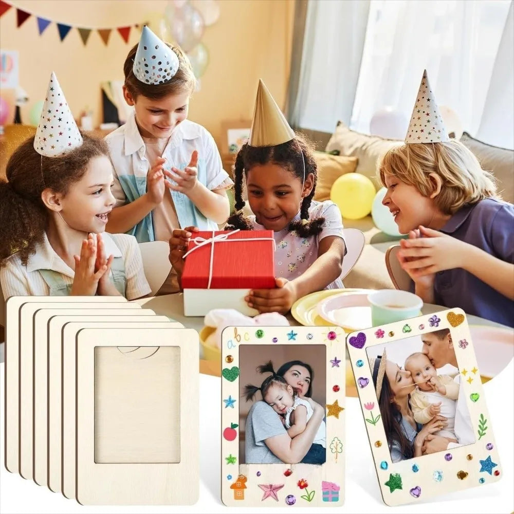 DIY Wooden Picture Frames Set with Markers & Stickers – 12 Pack