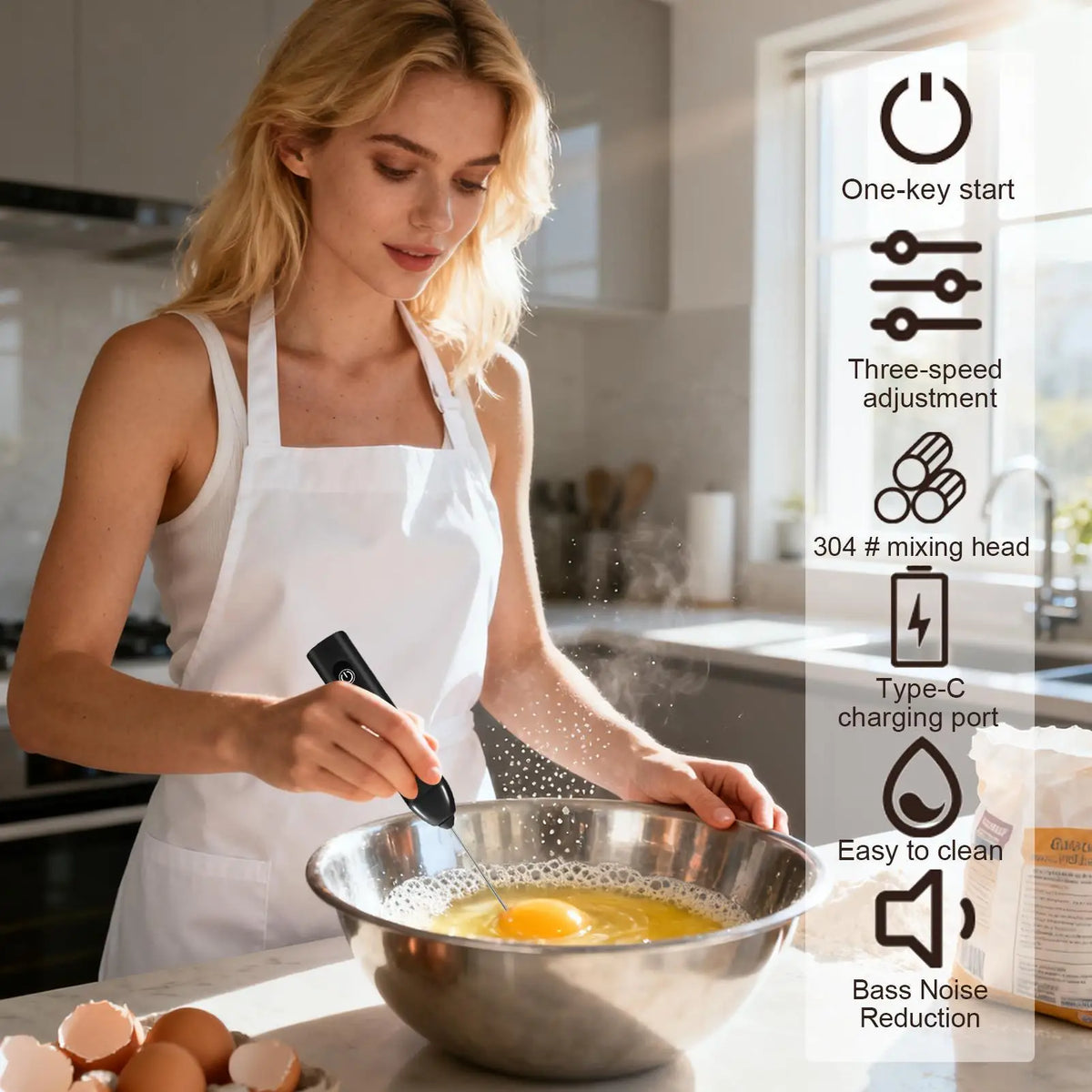 USB Rechargeable Handheld Electric Milk Frother Wand