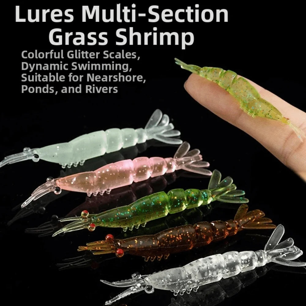 20pcs Luminous Silicone Shrimp Fishing Lures | 3D Eyes 4.5–5.5cm Soft Fishing Lure Nixie