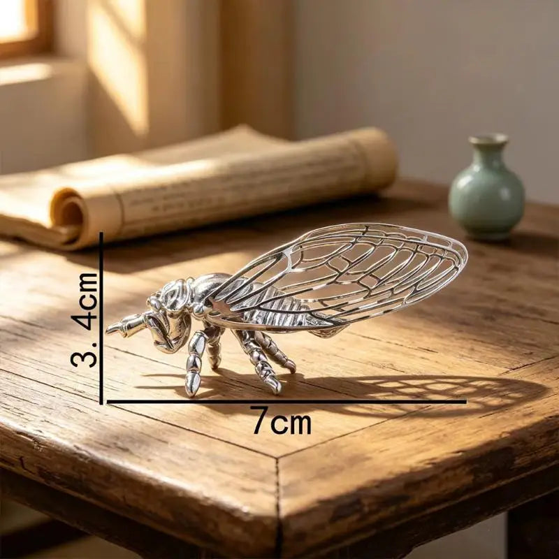 Retro Hollowed-Out Cicada Brass Figurine Insect Sculpture Ornament Decorative Figurine Nixie