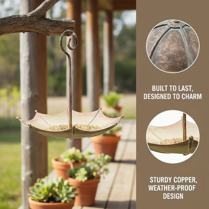 Heavy Duty Iron Hanging Bird Feeder with Large Tray – Garden Hanging Bird Feeder Nixie