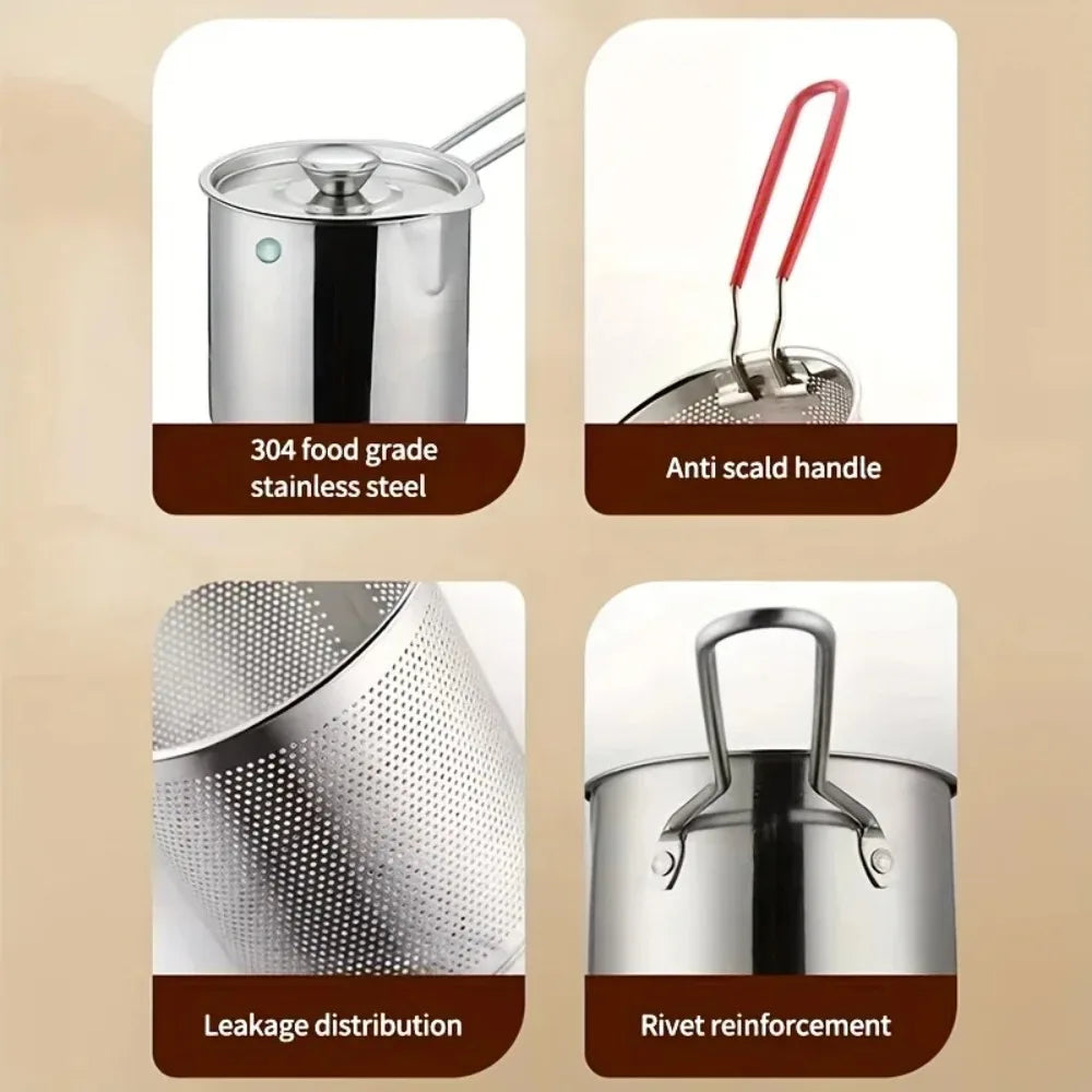 Mini Deep Fryer Pot with Basket – 304 Stainless Steel Deep Fryer Pot Nixie