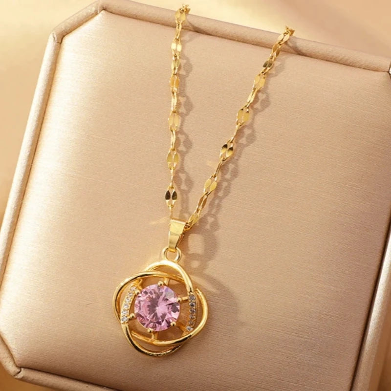 Women's Gold Flower Pendant Necklace | Stainless Steel Chain Pendant Necklace Nixie