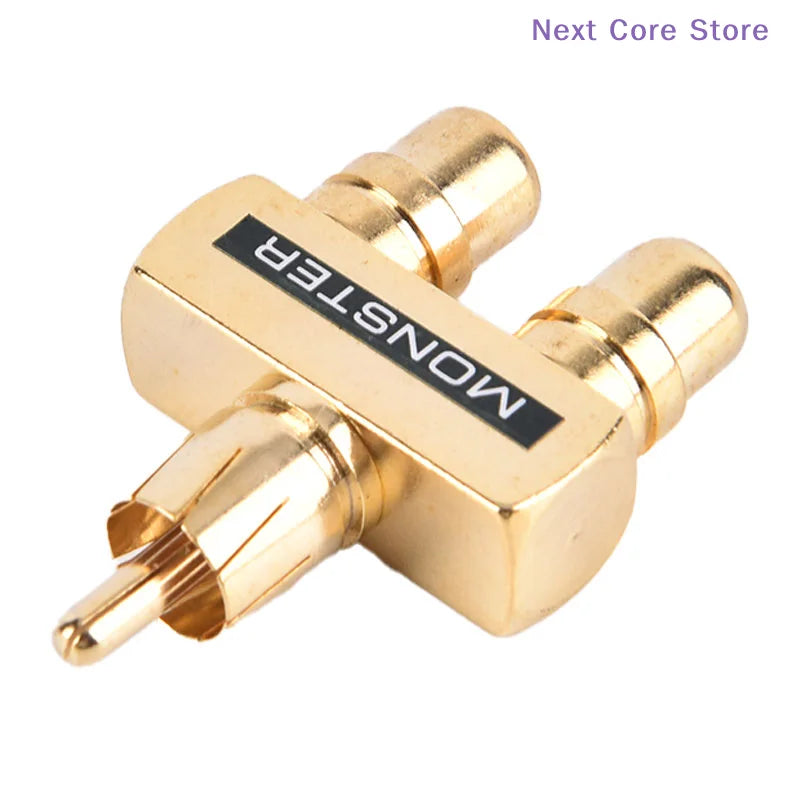 24K Gold Plated RCA Splitter 1 Male to 2 Female Audio Adapter RCA Audio Adapter Nixie