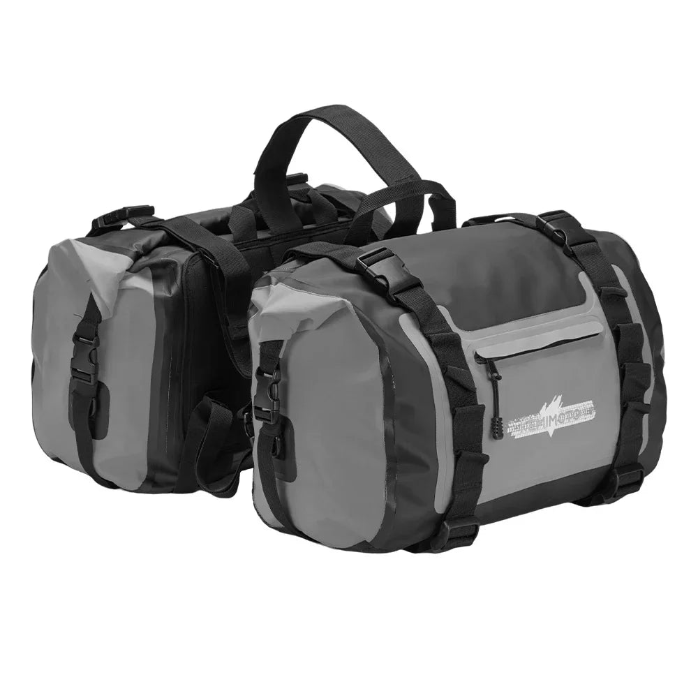 Waterproof Motorcycle Saddlebags 50L Adventure Side Bags PVC Motorcycle Saddlebags Nixie 2pcs 25L Gray