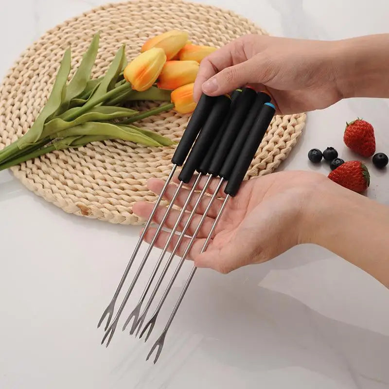 6-Piece Stainless Steel Fondue Fork Set – Cheese & Dessert Picks