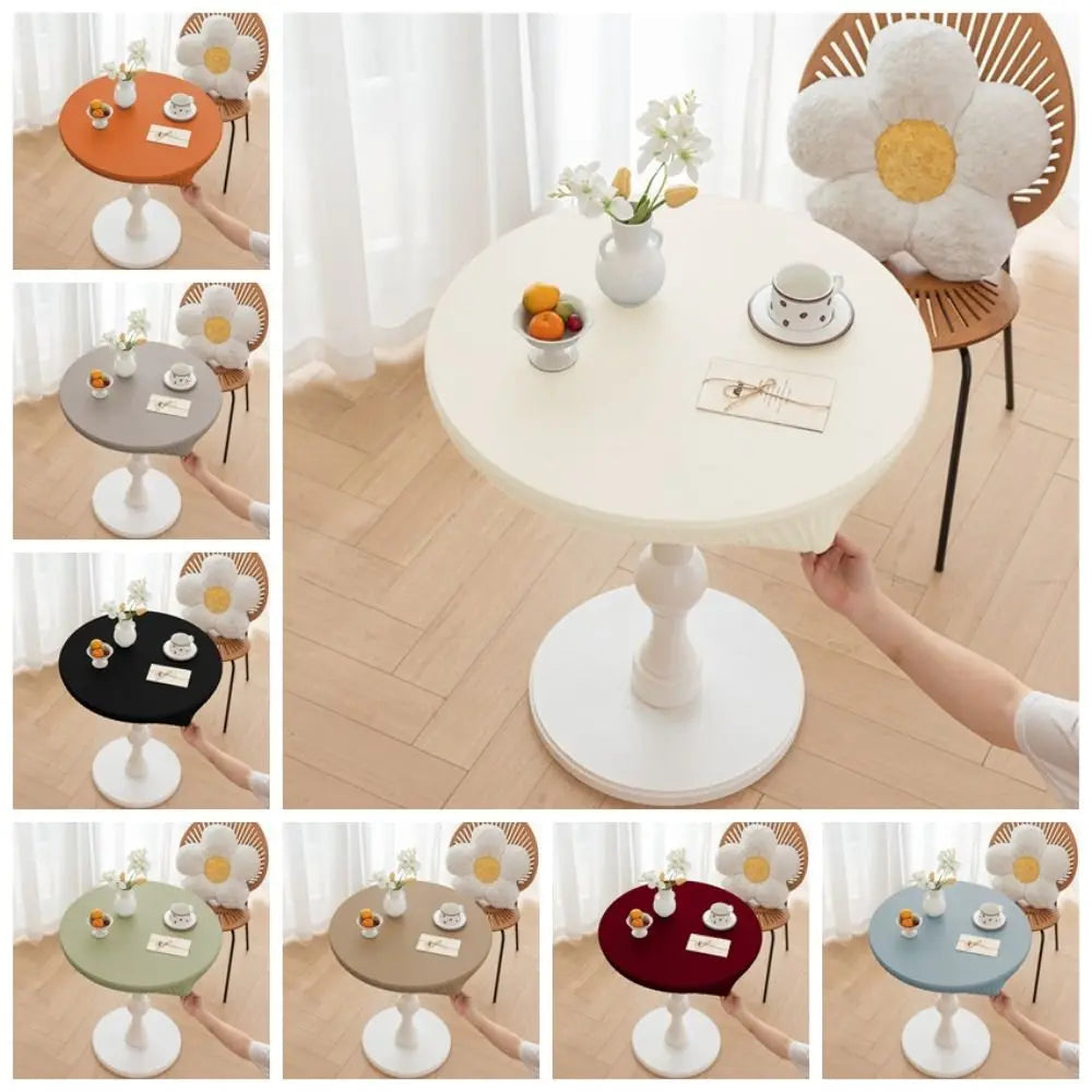 Elastic Round Tablecloth Waterproof Oil-Proof Non-Slip PVC Cover Round Tablecloth Nixie
