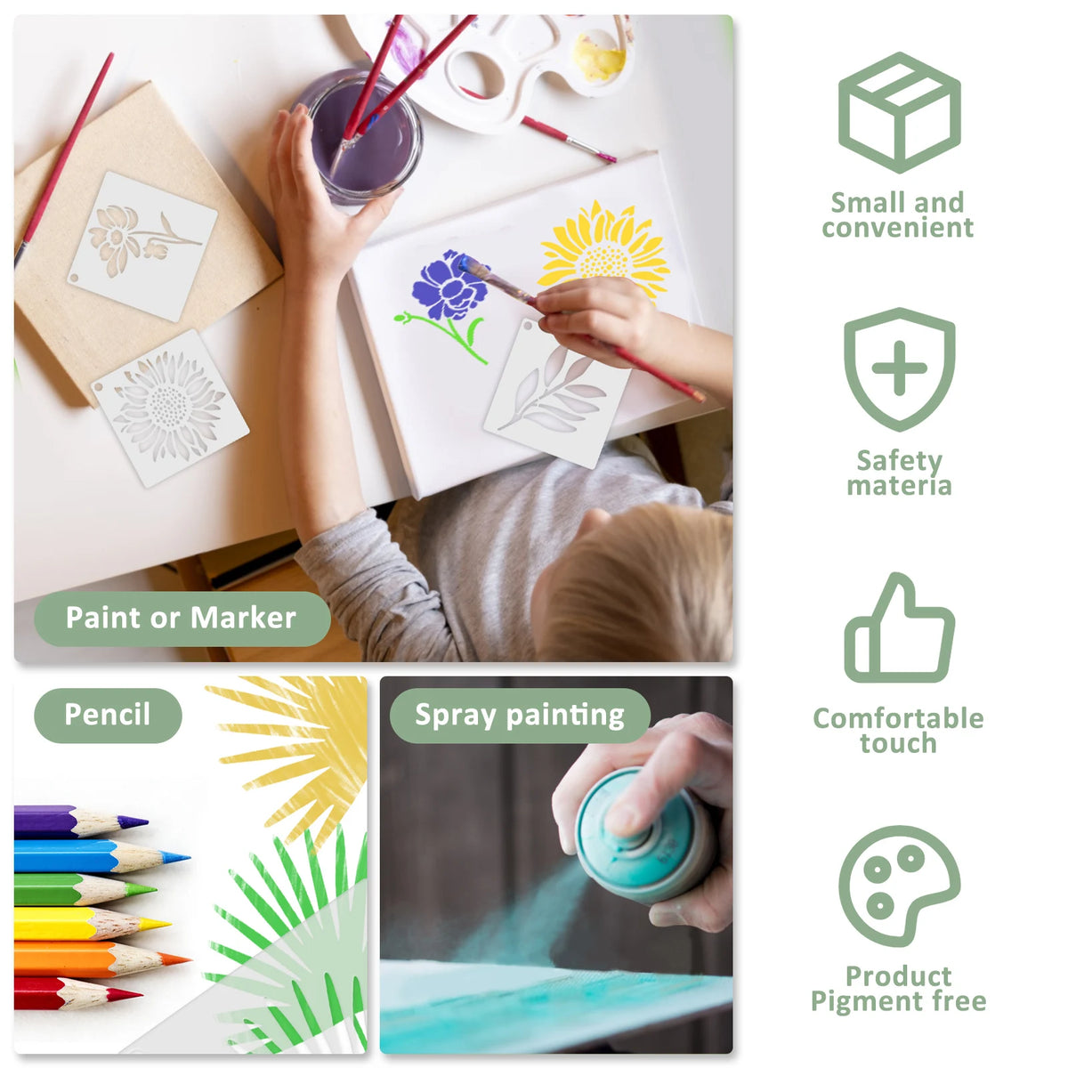 60 Pcs Reusable Painting Stencils – Floral & Bird DIY Templates Painting Stencils Set Nixie