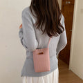 Woven Mini Shoulder Phone Bag for Women | Nixie Bucket Bag Mini Shoulder Bag Nixie Pink