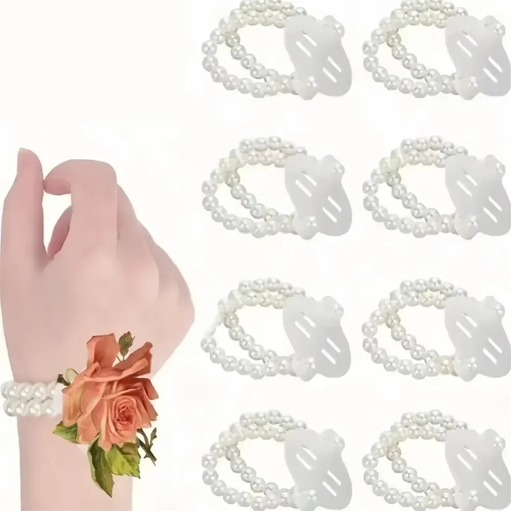 Pearl Elastic Corsage Wristlet Band – Bridal & Bridesmaid Corsage Wristlet Band Nixie