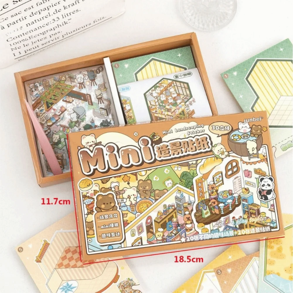 3D Cartoon Landscape Sticker Book – Miniature Cabin Scene for Kids Kids Sticker Book Nixie