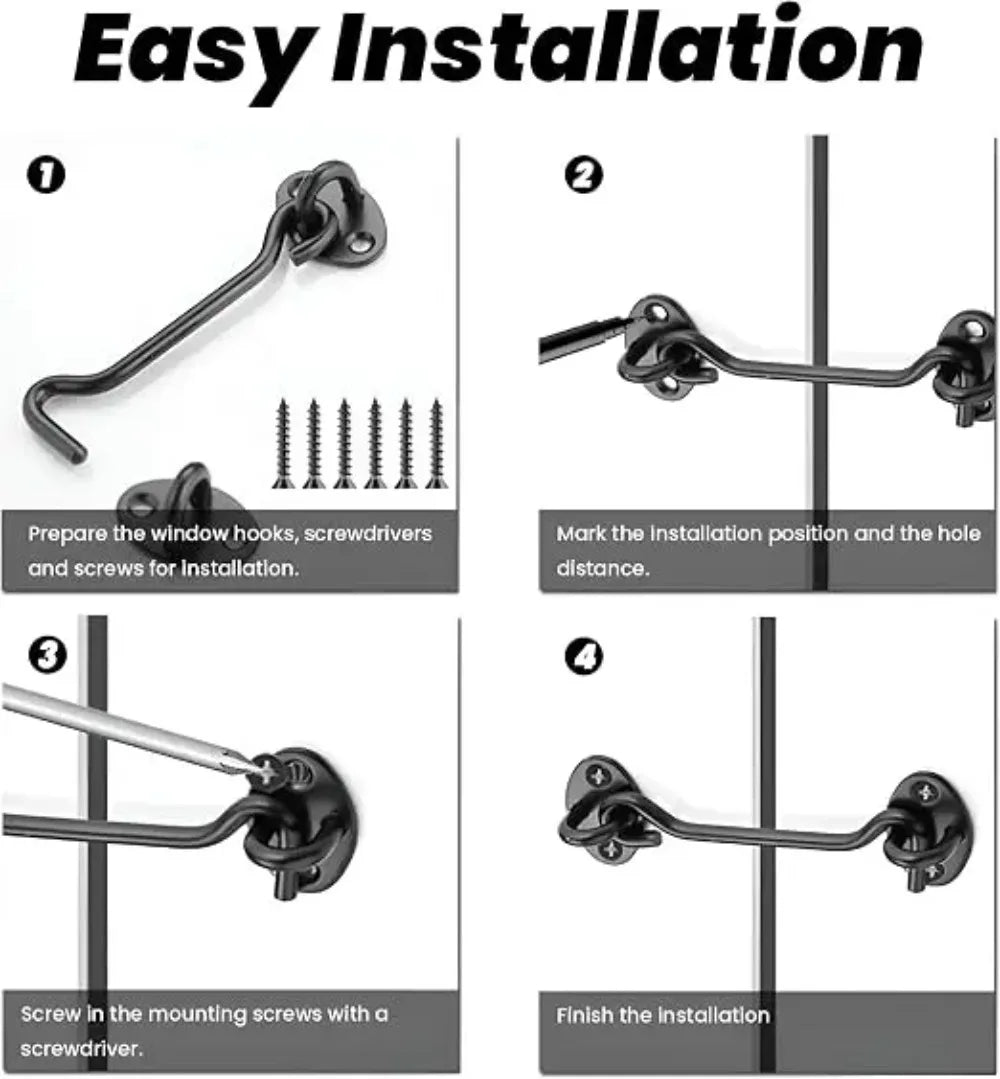 Stainless Steel Wind Hook Door Window Latch – Heavy Duty Lock