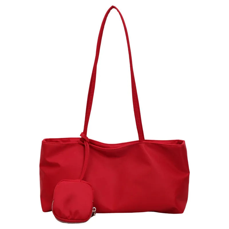 Women's Minimalist Nylon Tote Bag | Japanese Korean Style Shoulder Tote Bag Nixie