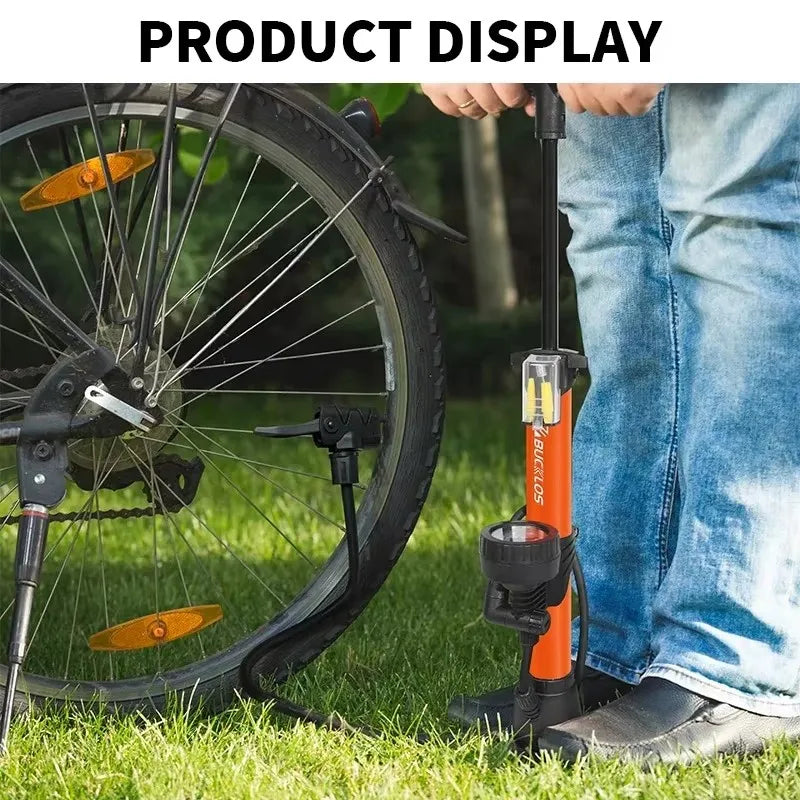 BUCKLOS 160PSI Bike Floor Pump Schrader Presta Valve Bicycle Floor Pump Nixie