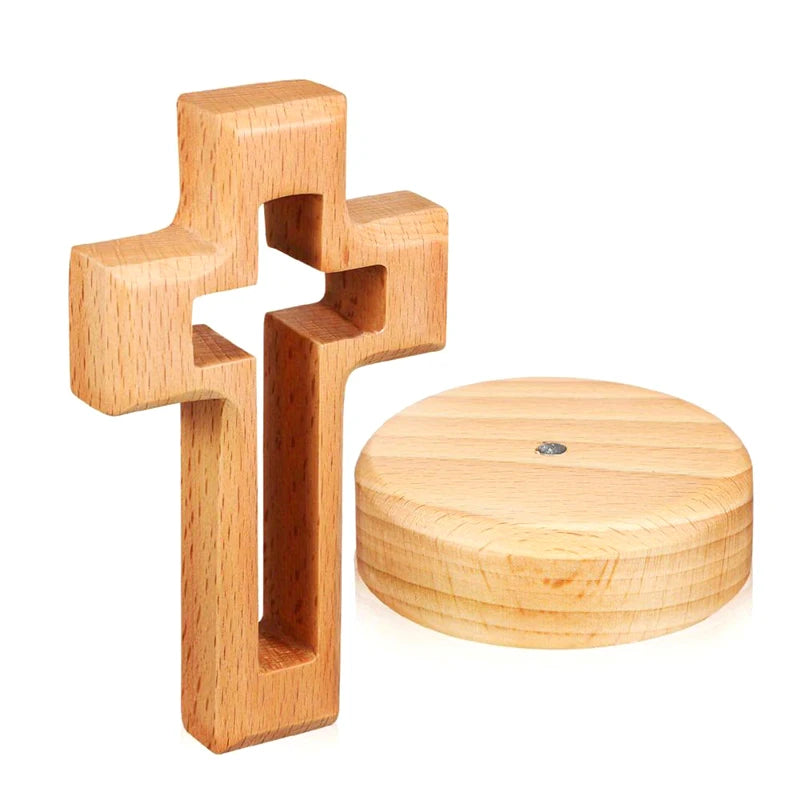 Handcrafted Wooden Jesus Crucifix Standing Cross Decor Religious Wood Decor Nixie