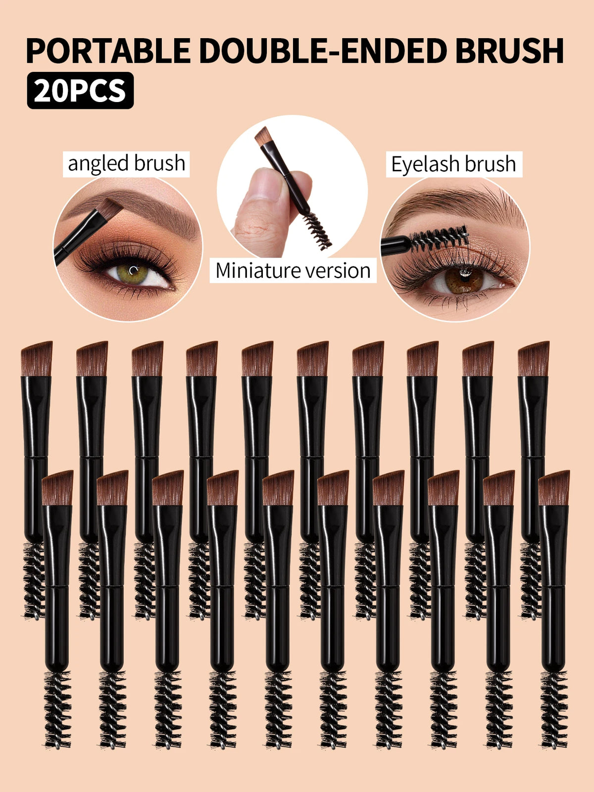 20Pcs Double-Ended Eyebrow Brush & Spoolie Lash Comb Set Eyebrow Brush Set Nixie