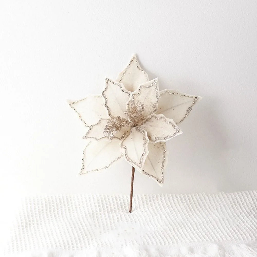 Large Artificial Christmas Glitter Flower – Festive Party Décor