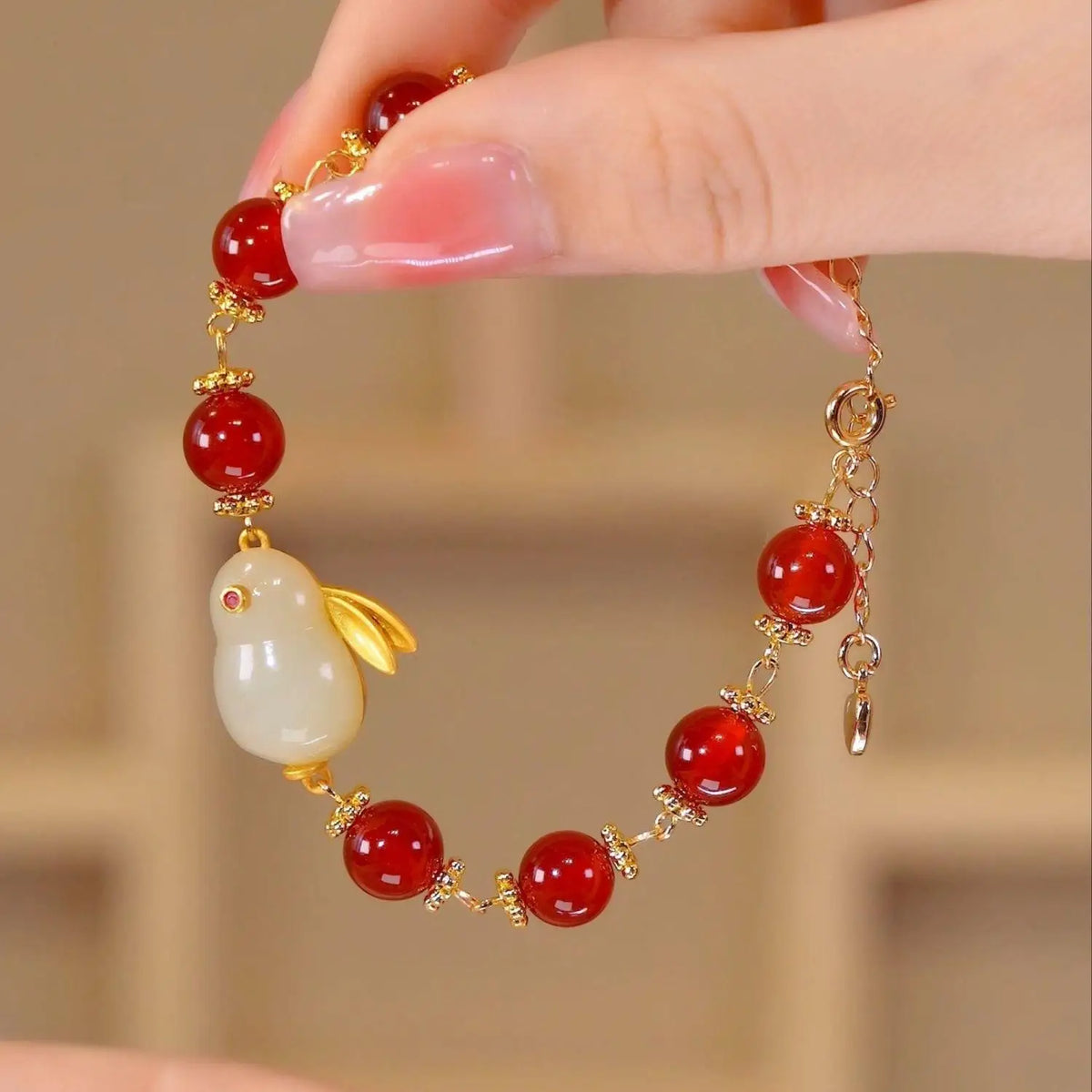 Vintage Imitation Hetian Jade Beaded Bracelet | Women's Gift