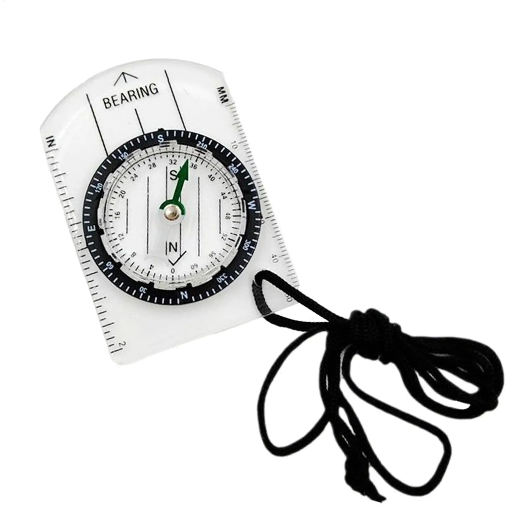 Mini Transparent Compass Map Ruler – Hiking Camping Navigation