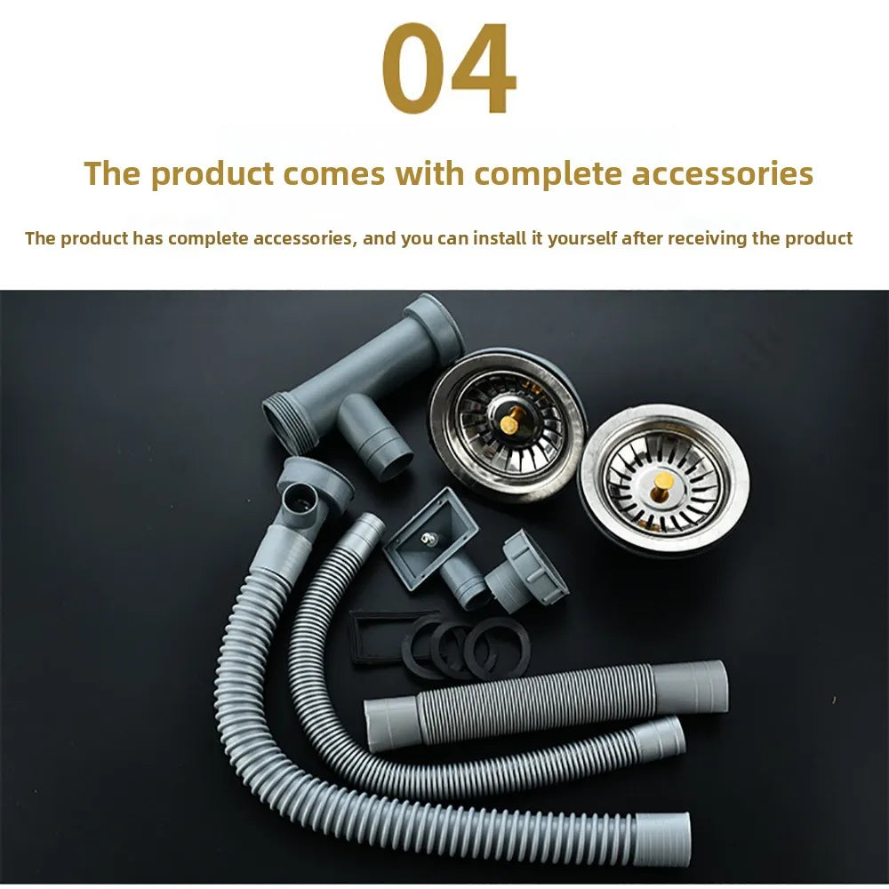 Stainless Steel Kitchen Sink Drain Pipe Set – Single/Double Slot Sink Drain Pipe Set Nixie