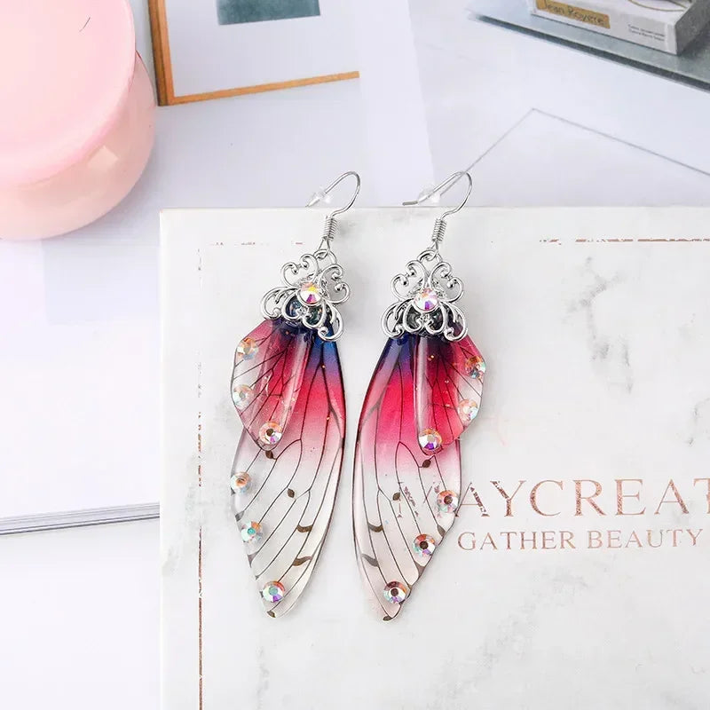 Crystal Butterfly Drop Earrings – Vintage Rainbow Wing Jewelry