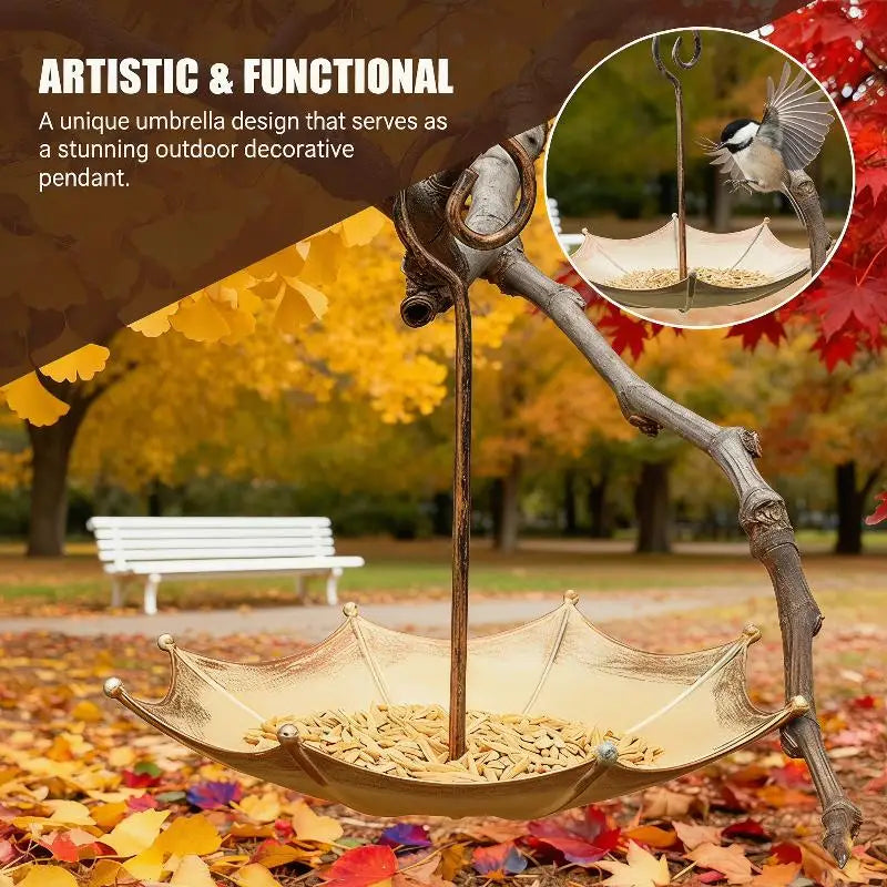 Heavy Duty Iron Hanging Bird Feeder with Large Tray – Garden Hanging Bird Feeder Nixie