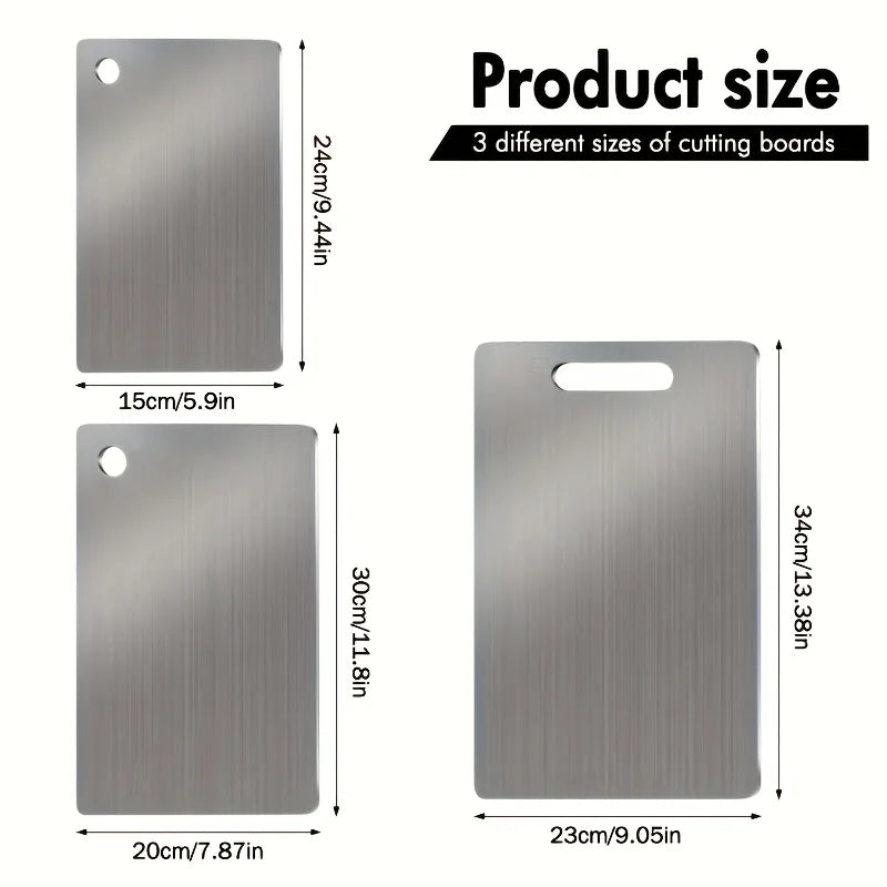 Stainless Steel Cutting Boards Set of 3 – BPA-Free, Dishwasher Safe