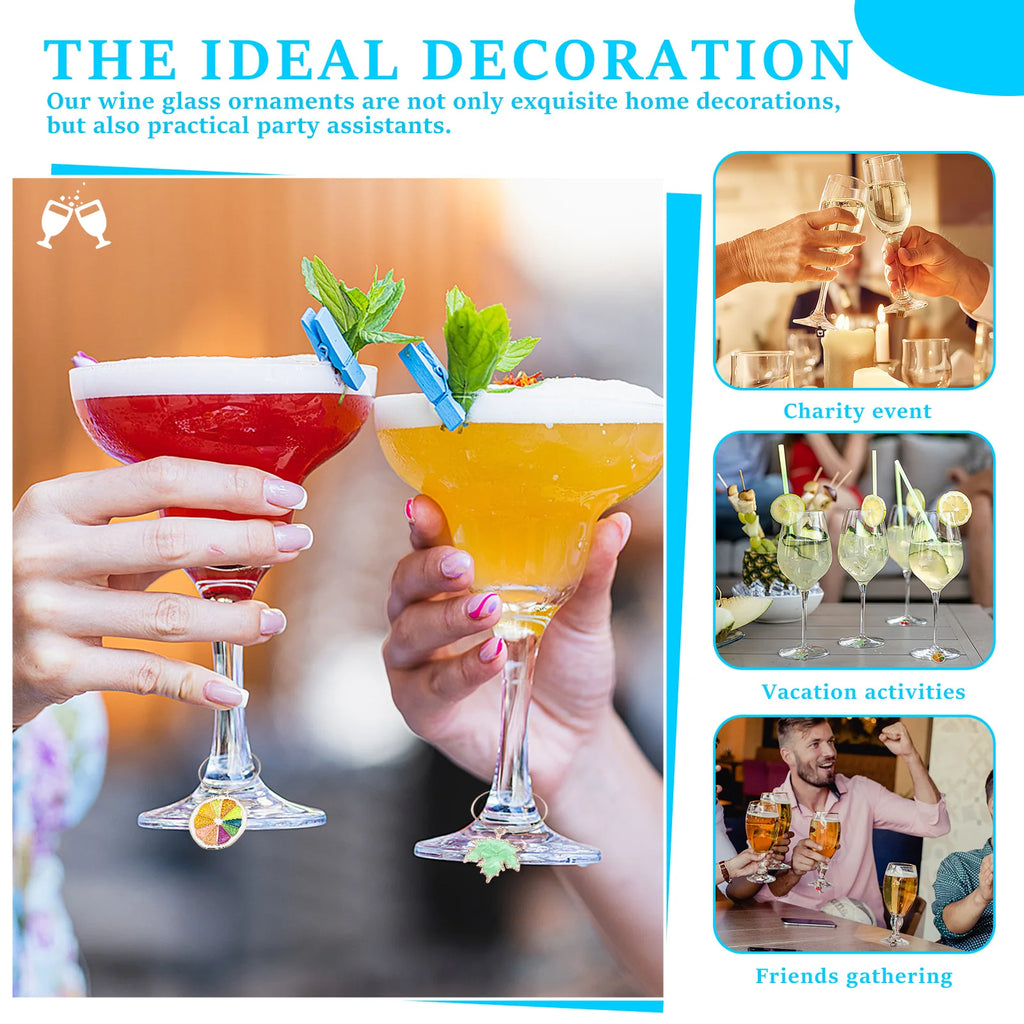 60-Piece Wine Glass Charms Set – Beach Party Drink Markers Wine Glass Charms Nixie