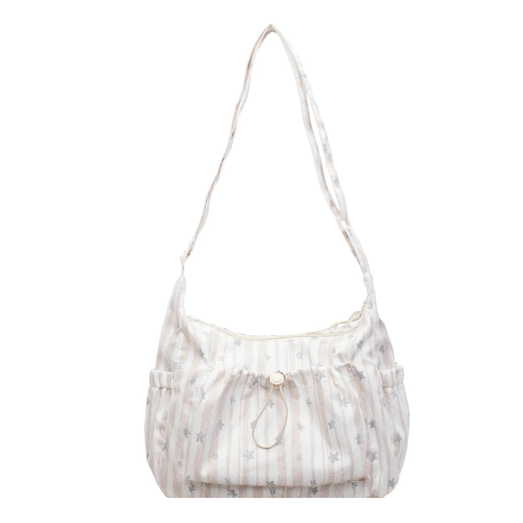 Japanese Minimalist Striped Canvas Dumpling Shoulder Bag