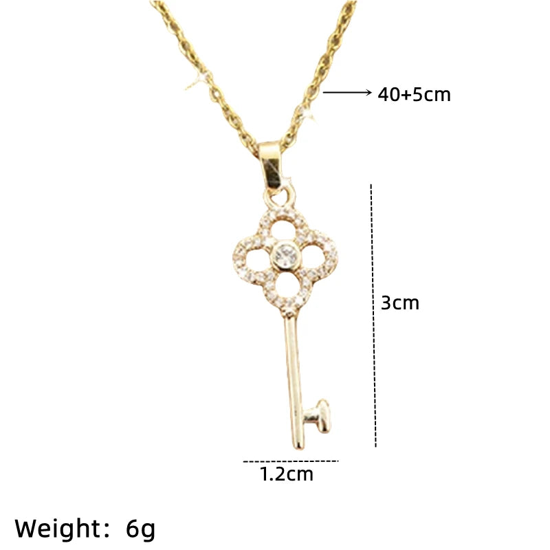 Gold-Plated Copper Key Pendant Necklace for Women | Minimalist Pendant Necklace Nixie