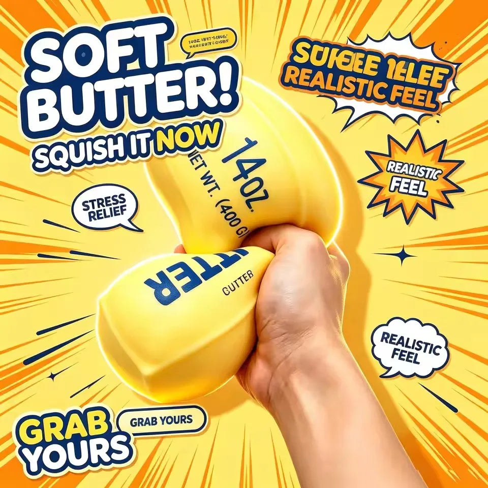 Butter Cheese Stick Squishy Fidget Toy – Soft PU Squeeze Squishy Fidget Toy Nixie