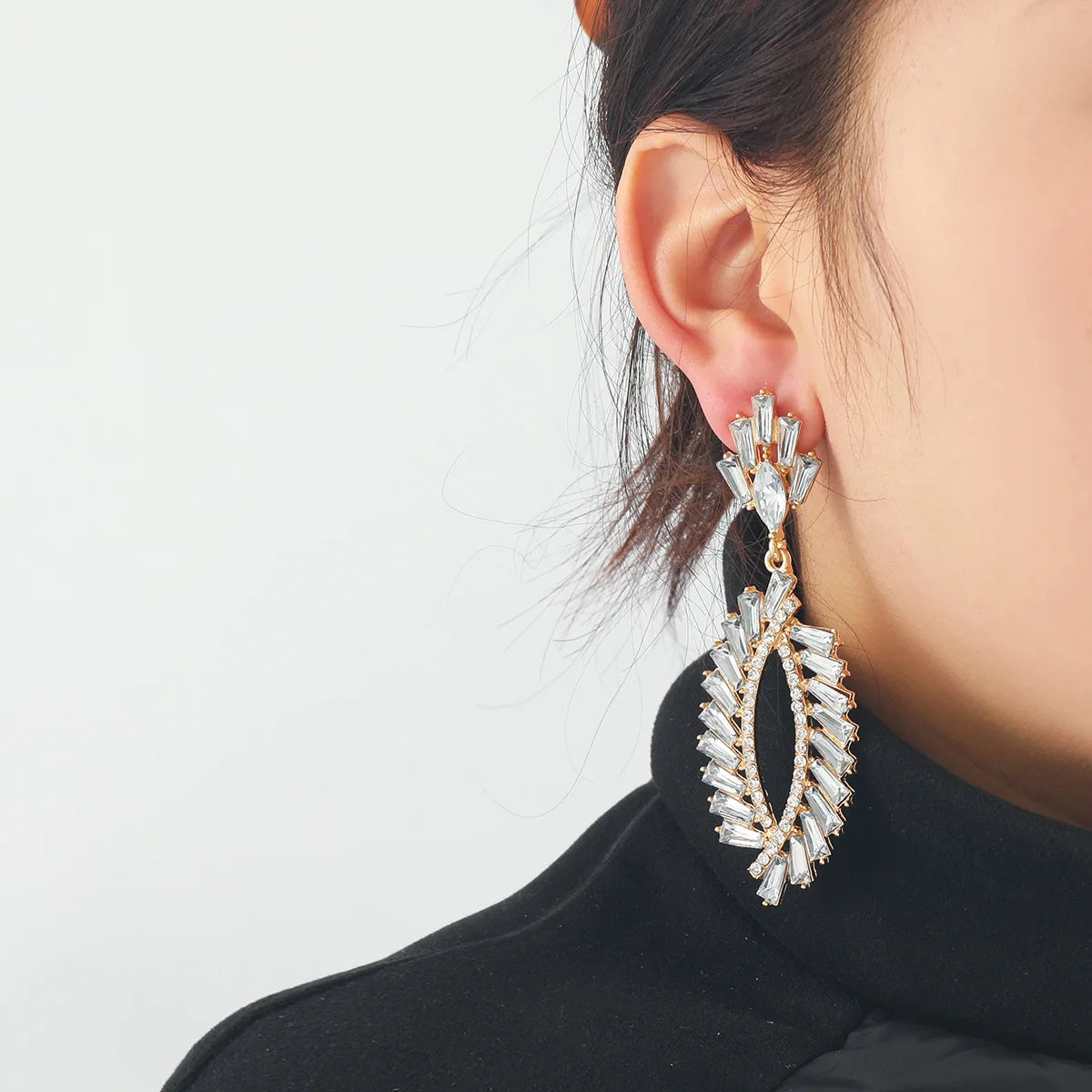 Nixie Gold Plated Rhinestone Drop Earrings for Women