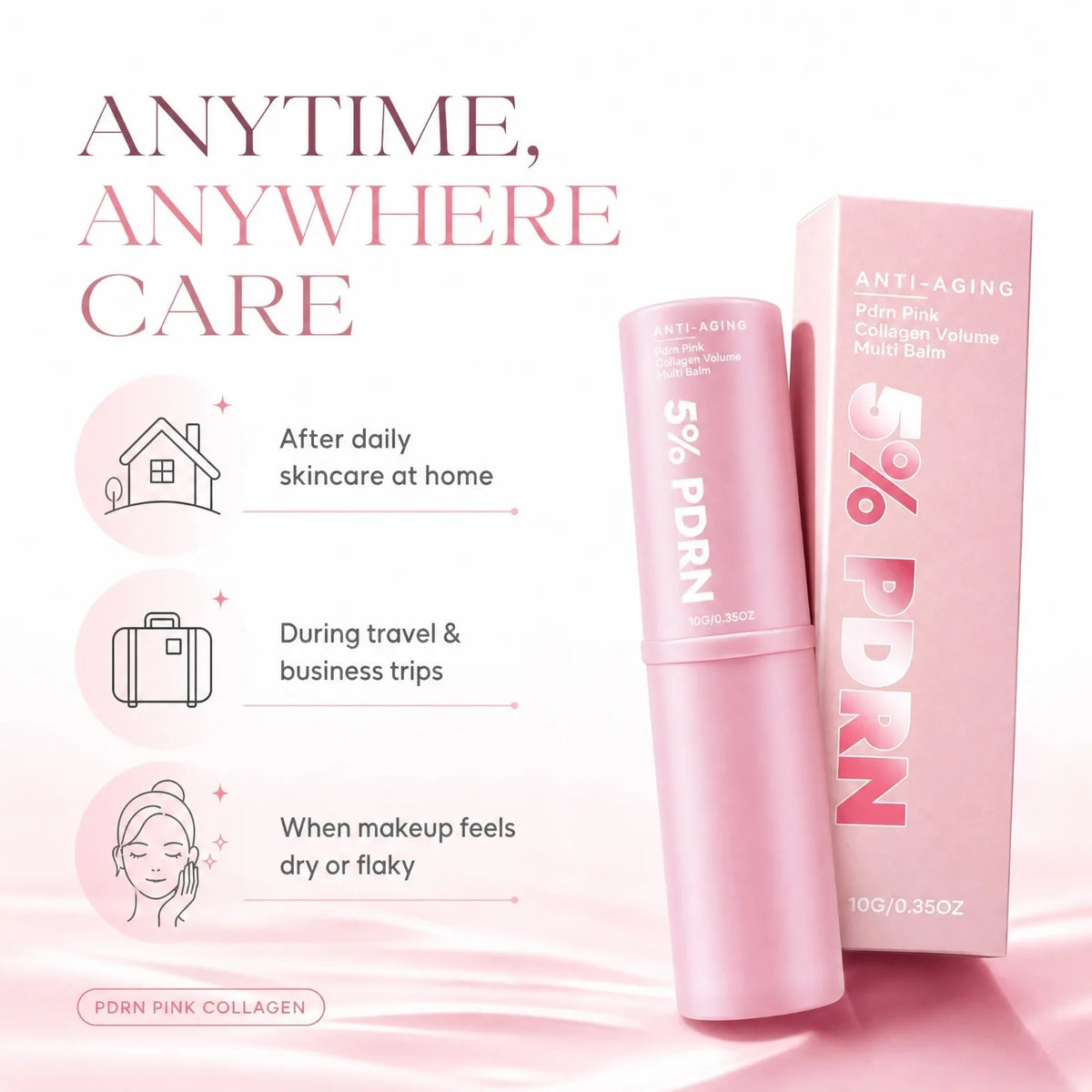 PDRN Pink Collagen Multi Balm – Face, Lip & Neck Moisturizer Collagen Balm Stick Nixie