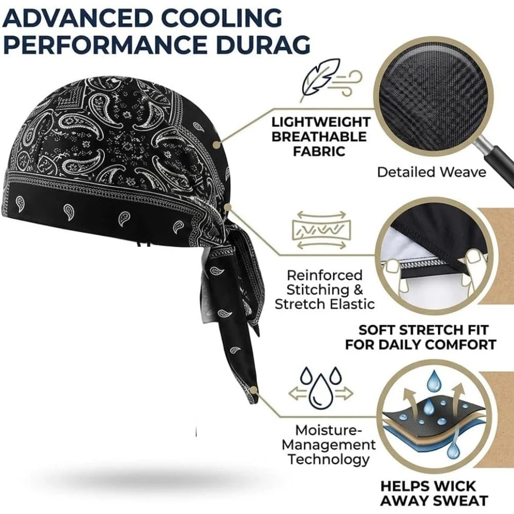 Paisley Cooling Durag Headscarf – Breathable Sweat-Wicking Bandana