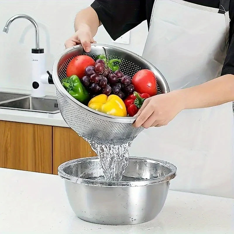 2-Piece Stainless Steel Colander & Mixing Bowl Set Colander & Bowl Set Nixie