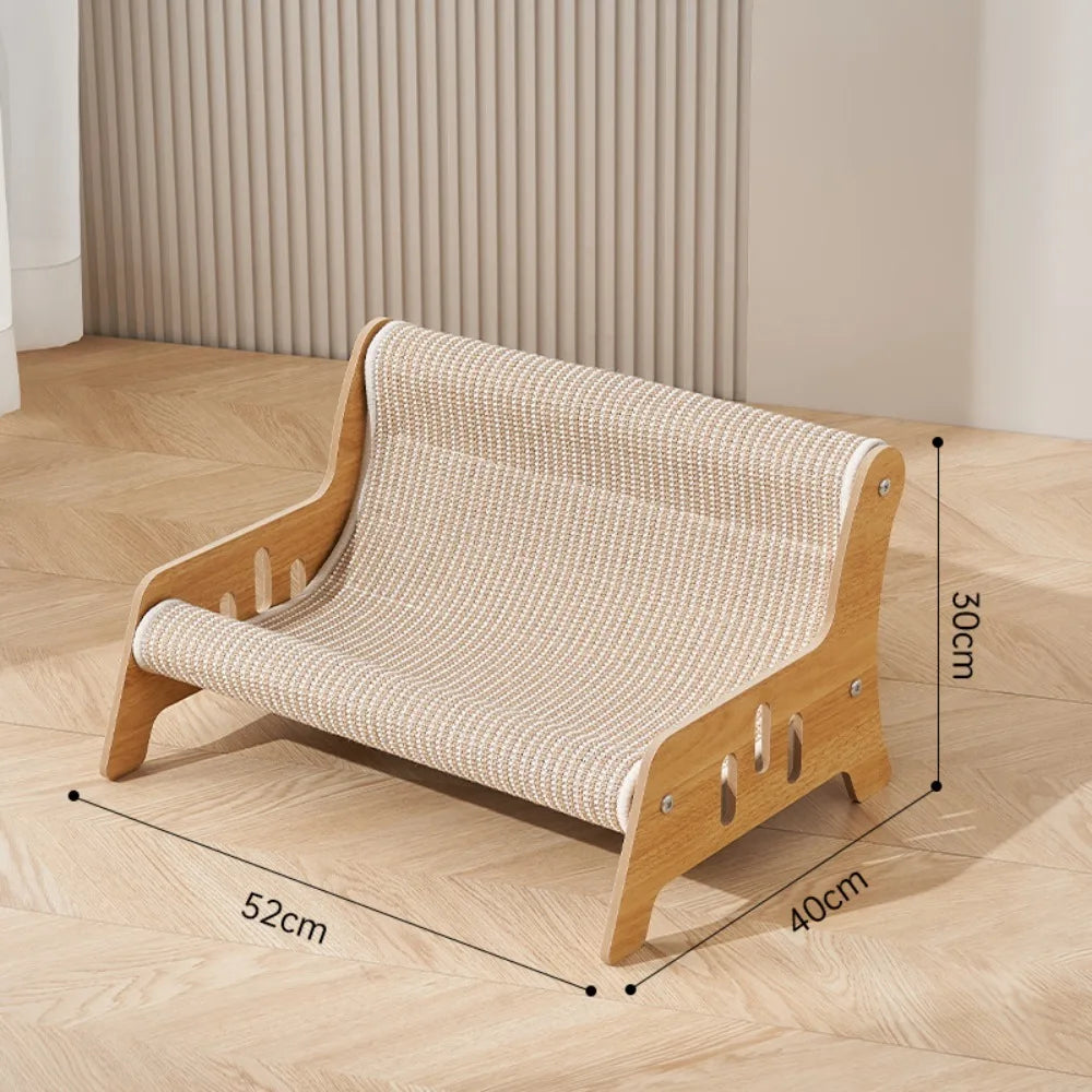 3-in-1 Cat Play Chair | Jute Scratcher, Bed & Wooden Sofa Cat Scratcher Bed Nixie S-52-40-30cm