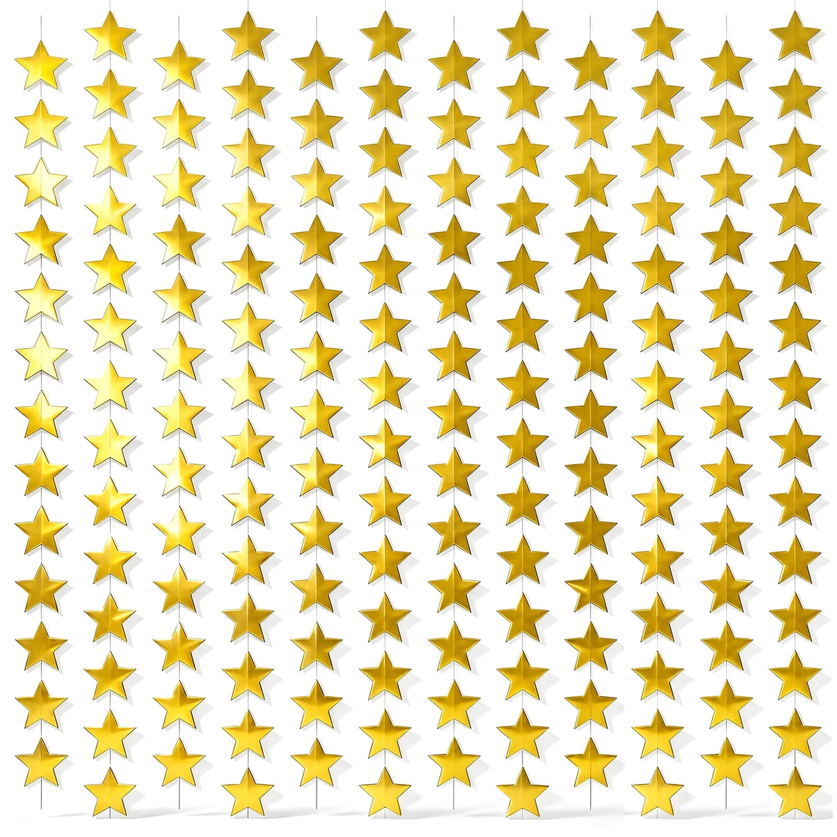 Star Garland Pendant 10/12Pcs – Silver Glitter Party Decoration