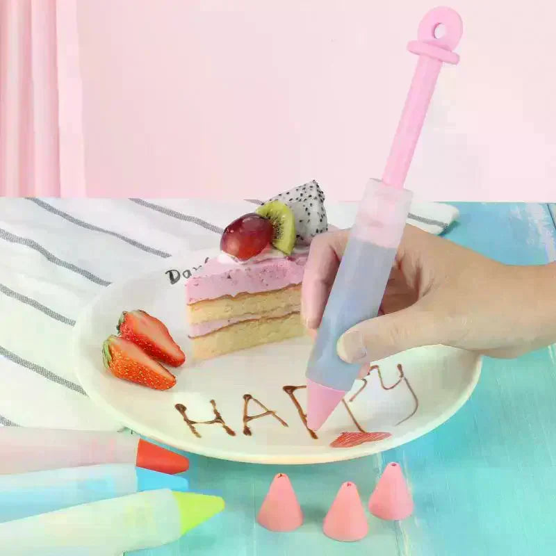 4-Head Silicone Piping Pen Set for Chocolate & Cake Decorating Cake Decorating Tool Nixie