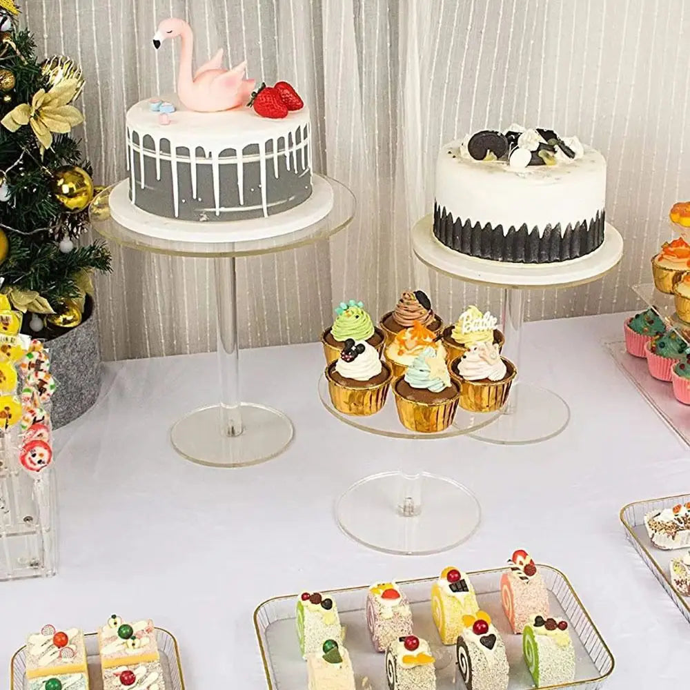 Acrylic Double-Layer Cake Stand | Clear Round Dessert Display