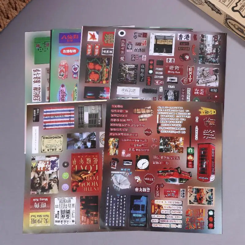Retro Hong Kong PVC Stickers – Y2K Dreamcore Weirdcore 6/12/18 Decorative Sticker Sheets Nixie