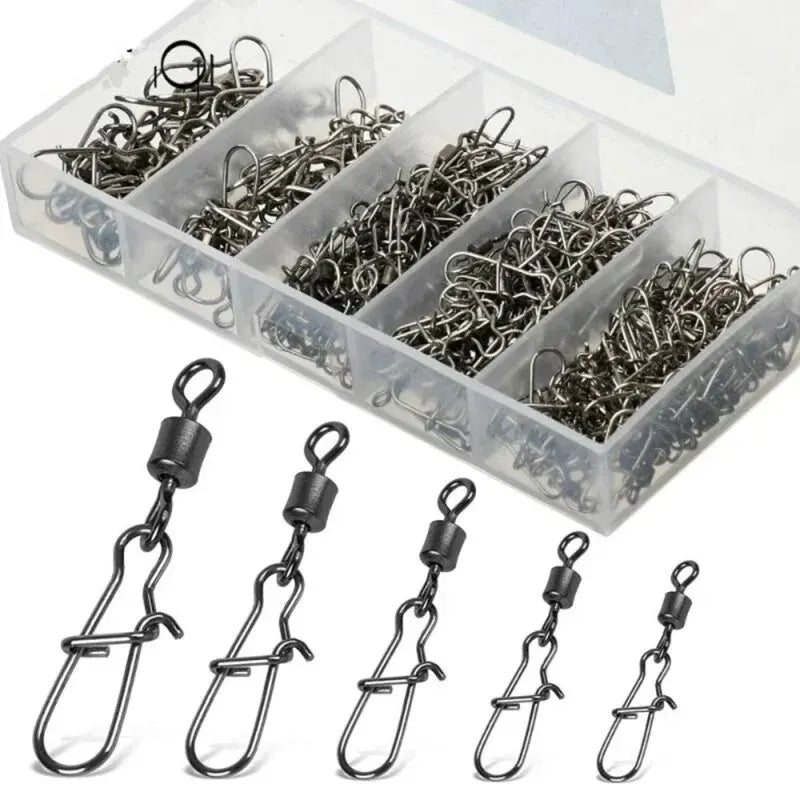 50pcs Fishing Swivel Snap Connector Pins – Sizes 4# to 12# Fishing Swivel Snaps Nixie
